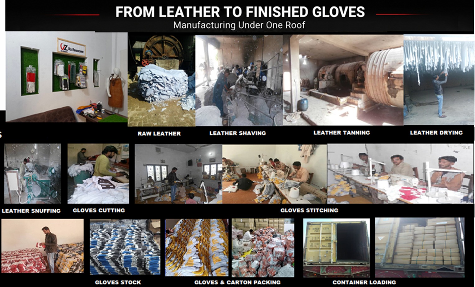 Leather to finished gloves manufacturing at Viz Associates Sialkot Pakistan